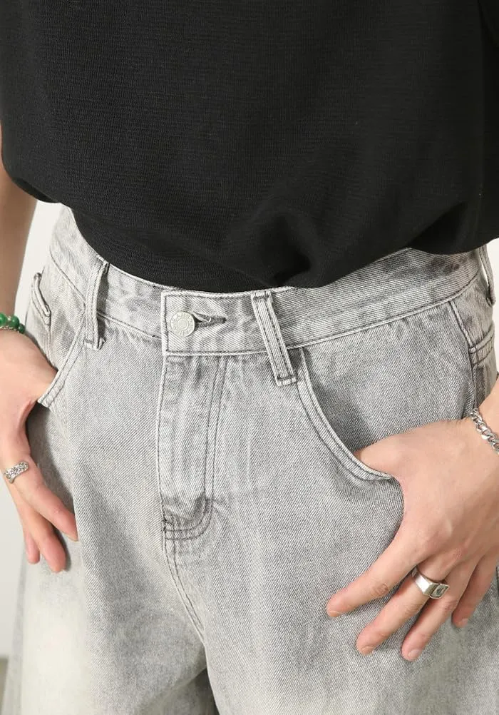 Mens Baggy Jean Shorts Loose Fit Jorts Summer Casual Wide Leg Denim Shorts Y2K with Pockets