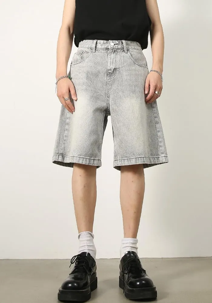 Mens Baggy Jean Shorts Loose Fit Jorts Summer Casual Wide Leg Denim Shorts Y2K with Pockets