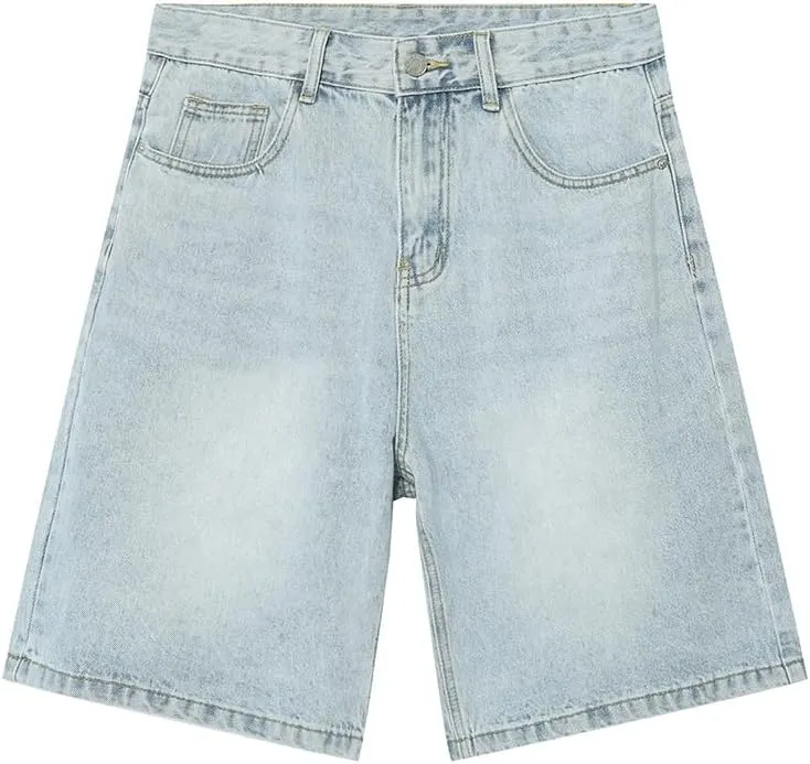 Mens Baggy Jean Shorts Loose Fit Jorts Summer Casual Wide Leg Denim Shorts Y2K with Pockets