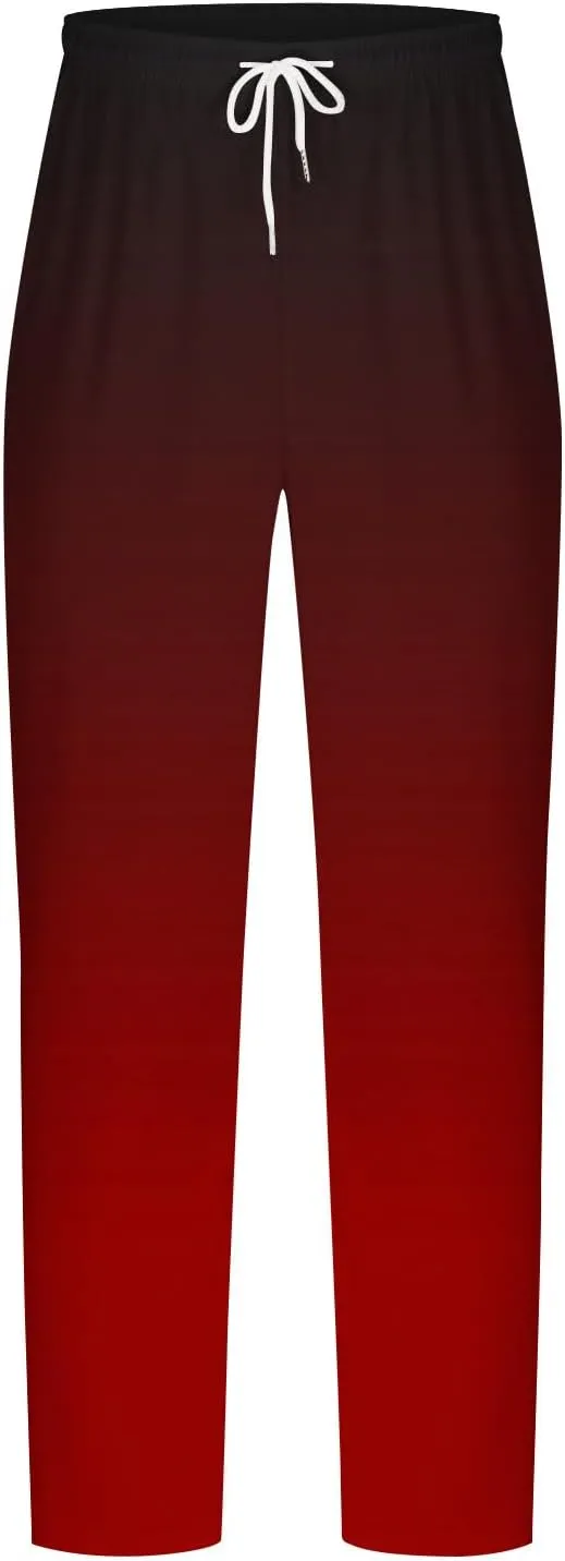 Men's Baggy Pants Gradient Print Casual Pant Elastic Waist Lace Up Sweatpants Loose Lightweight Beach Pants Trousers