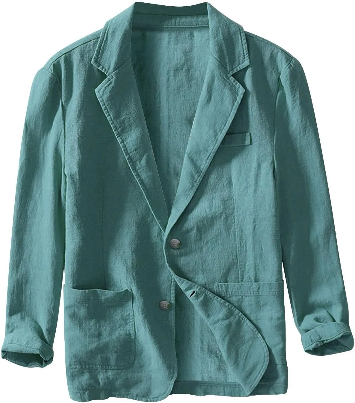 Mens Big and Tall Casual Linen Blazers Loose Fit Lightweight Button Up Suit Jackets Lapel Collar Tailored Sport Coats