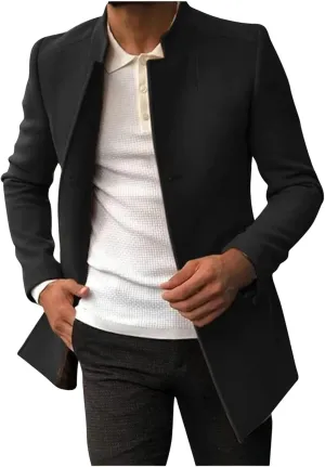 Mens Casual Lightweight Suit Blazer Jackets Stand Collar Lined Sport Coats Business Coats