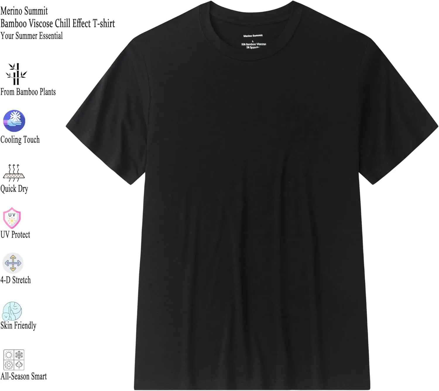 Men's Cool Summer T Shirt - Quick Dry 4D Stretch Cooling Tech - Gym Yoga Travel Shirt - Hot Sleeper Undershirt