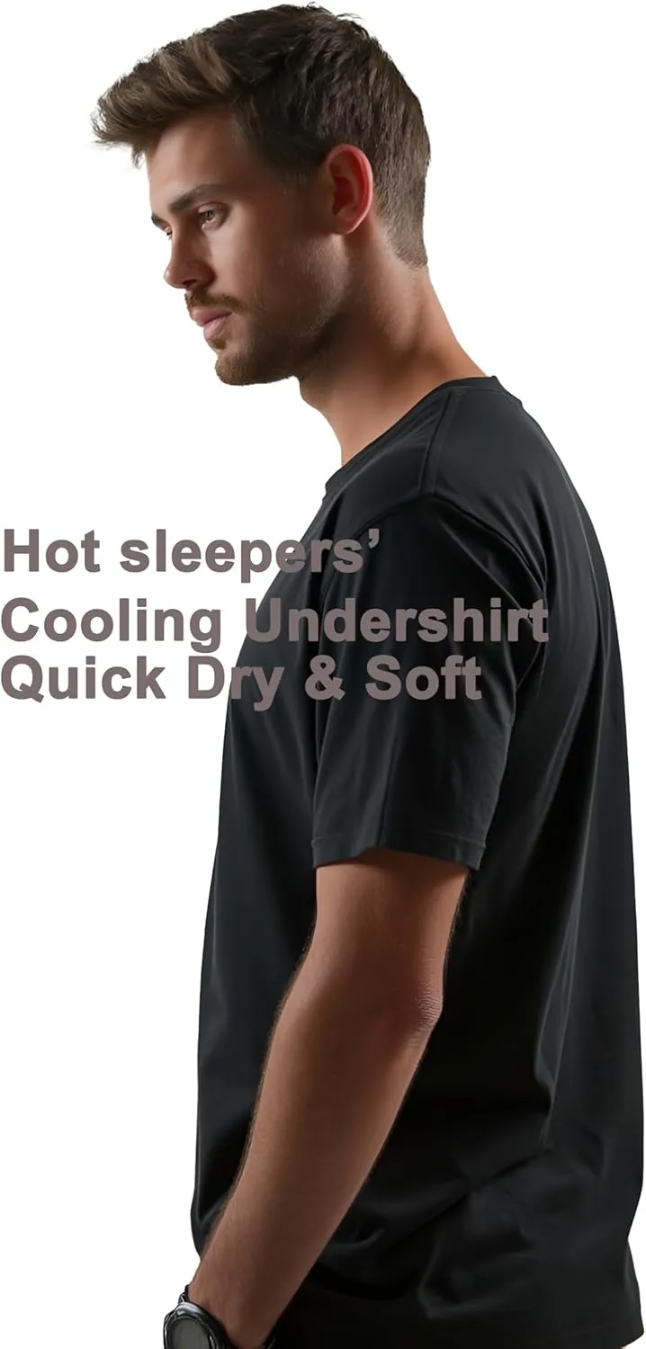 Men's Cool Summer T Shirt - Quick Dry 4D Stretch Cooling Tech - Gym Yoga Travel Shirt - Hot Sleeper Undershirt
