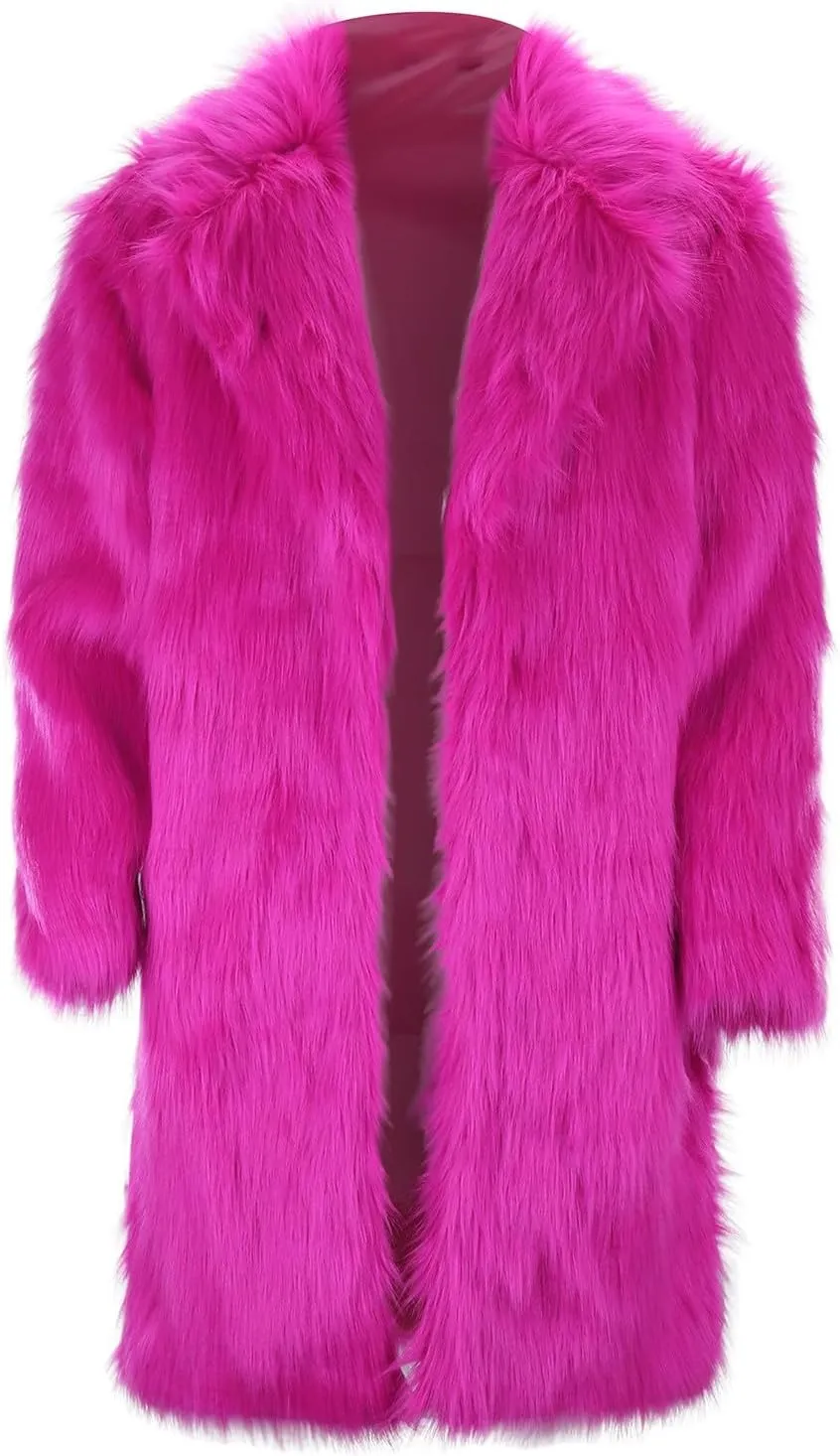 Mens Faux Fur Coat Winter Luxury Thicken Warm Parka Jacket Fluffy Fleece Open Front Long Cardigan Overcoat Outwear