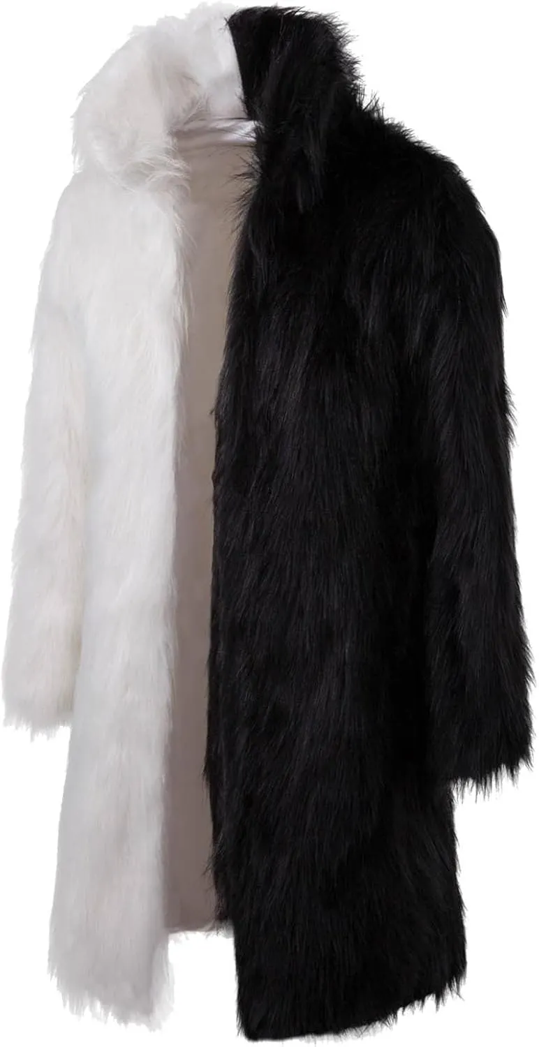 Men's Faux Fur Coats, Open Front Plus Size Thicken Warm Winter Overcoat, Luxury Fluffy Long Jackets Cardigan