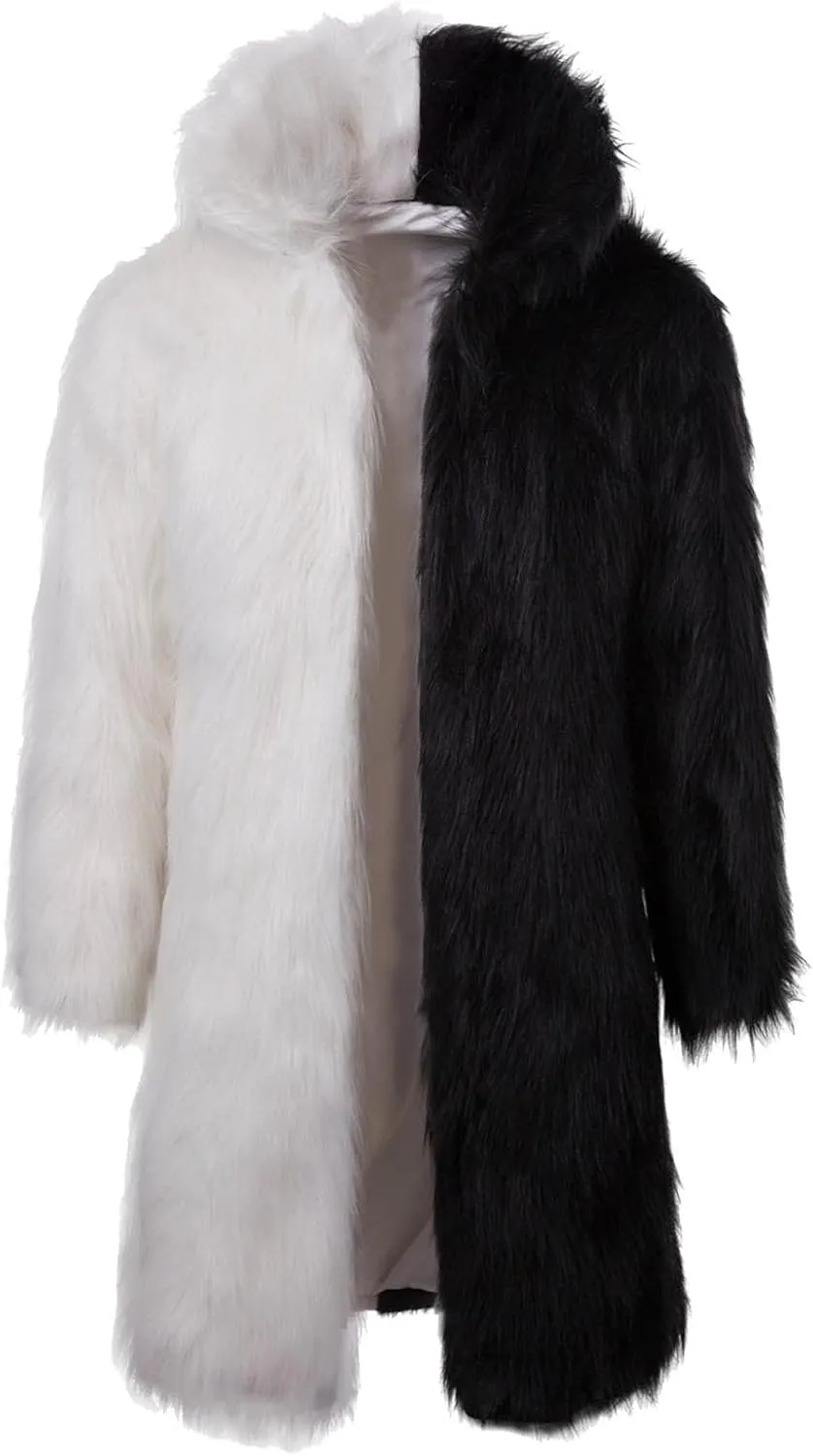 Men's Faux Fur Coats, Open Front Plus Size Thicken Warm Winter Overcoat, Luxury Fluffy Long Jackets Cardigan