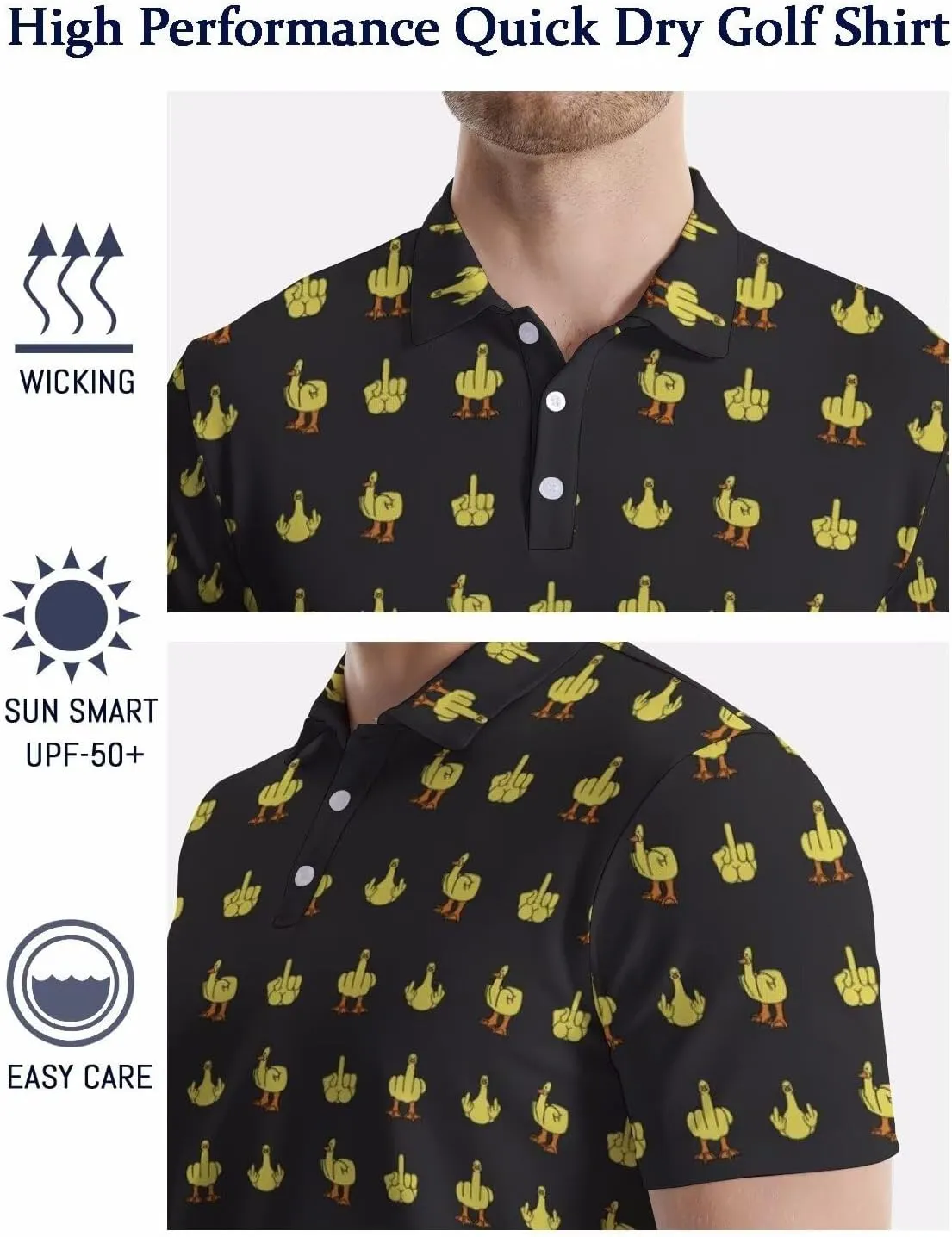 Men's Funny Polo Shirts Short Sleeve Golf Shirt for Men Quick-Dry Golf Polo Shirt Moisture Wicking Activewear Polos
