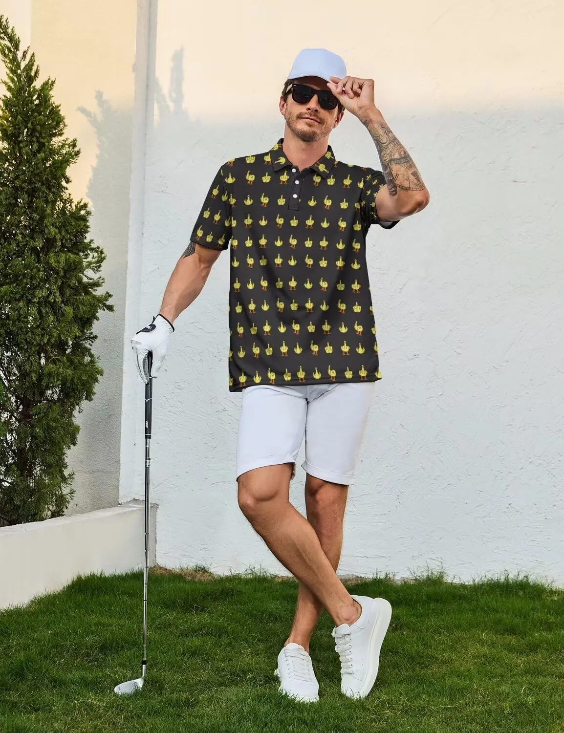 Men's Funny Polo Shirts Short Sleeve Golf Shirt for Men Quick-Dry Golf Polo Shirt Moisture Wicking Activewear Polos