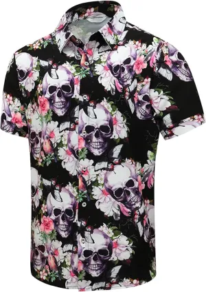 Men's Hawaiian Shirts Short Sleeve Summer Button Down Beach Shirt for Men, Vintage Tropical Floral Print Hawaiian Shirt Tops