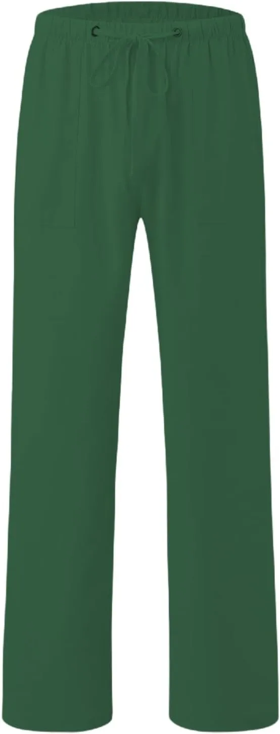 Men's Linen Pants Elastic Drawstring Casual Loose Fit Beach Summer Trousers Lightweight Slacks Yoga Outfits