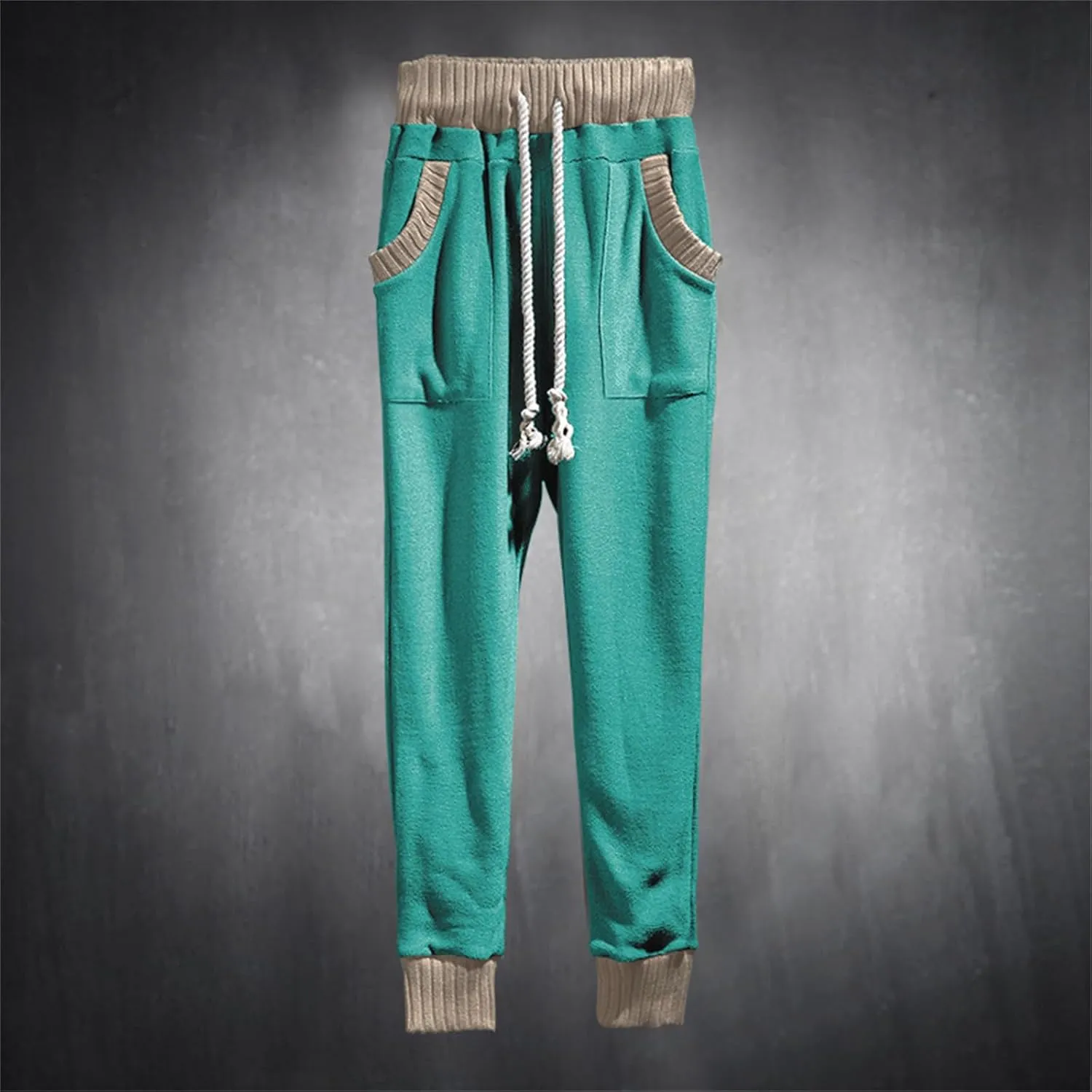 Mens Novelty Drawstring Slim Fit Knitted Casual Loose Lightweight Wrinkle Free Fashion Long Dress Suit Trousers Pants