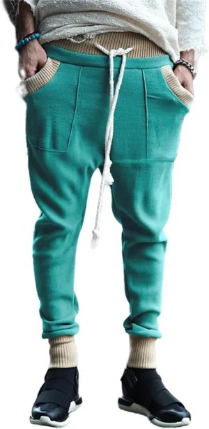Mens Novelty Drawstring Slim Fit Knitted Casual Loose Lightweight Wrinkle Free Fashion Long Dress Suit Trousers Pants