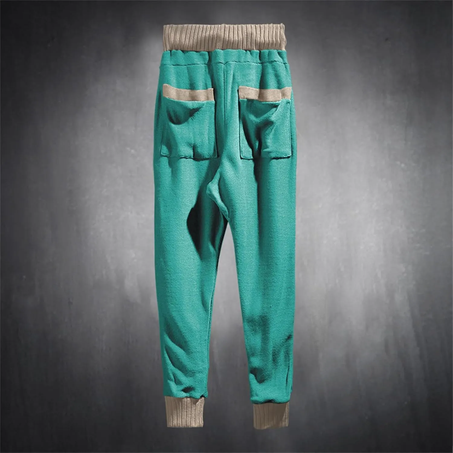 Mens Novelty Drawstring Slim Fit Knitted Casual Loose Lightweight Wrinkle Free Fashion Long Dress Suit Trousers Pants