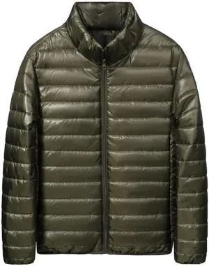 Mens Puffer Jacket Packable Lightweight Waterproof Workout Down Jacket Plus Size Sport Work Winter Coat with Pockets