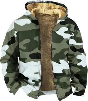 Men's Pullover Winter Workout Fleece Hoodie Jackets Full Zip Wool Warm Thick Coats