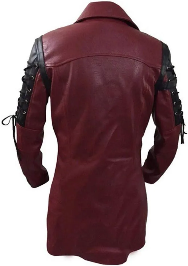 Men's Real Black Leather Goth Matrix Trench Coat Classic Retro Steampunk Motorcycle Biker Faux PU Leather Jacket Overcoat
