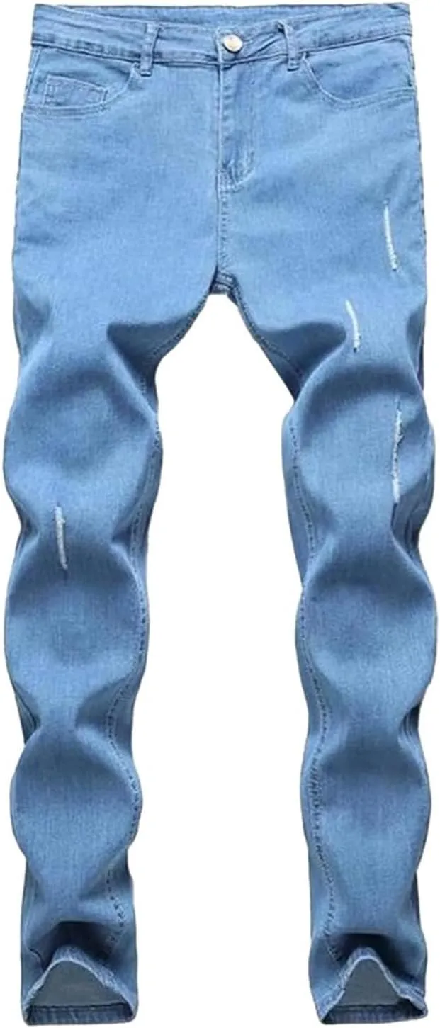 Mens Slim Fit Jeans Stretch Skinny Stretch Jean Fashion Flex Tapered Leg Denim Pants Casual Classic Plain Trousers