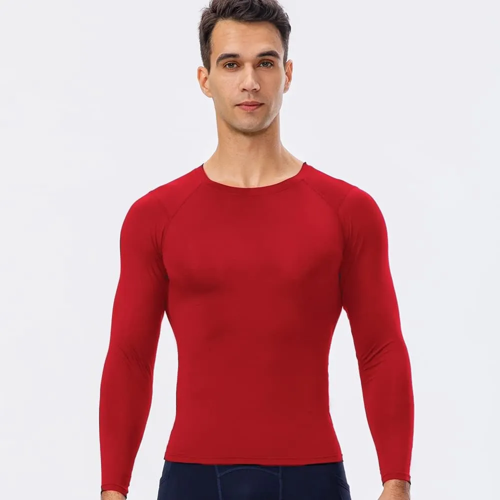 Men's Sports Compression Shirt Running Workout Long Sleeve Quick Dry Base Layer Active Athletic T-Shirt Gym Tops
