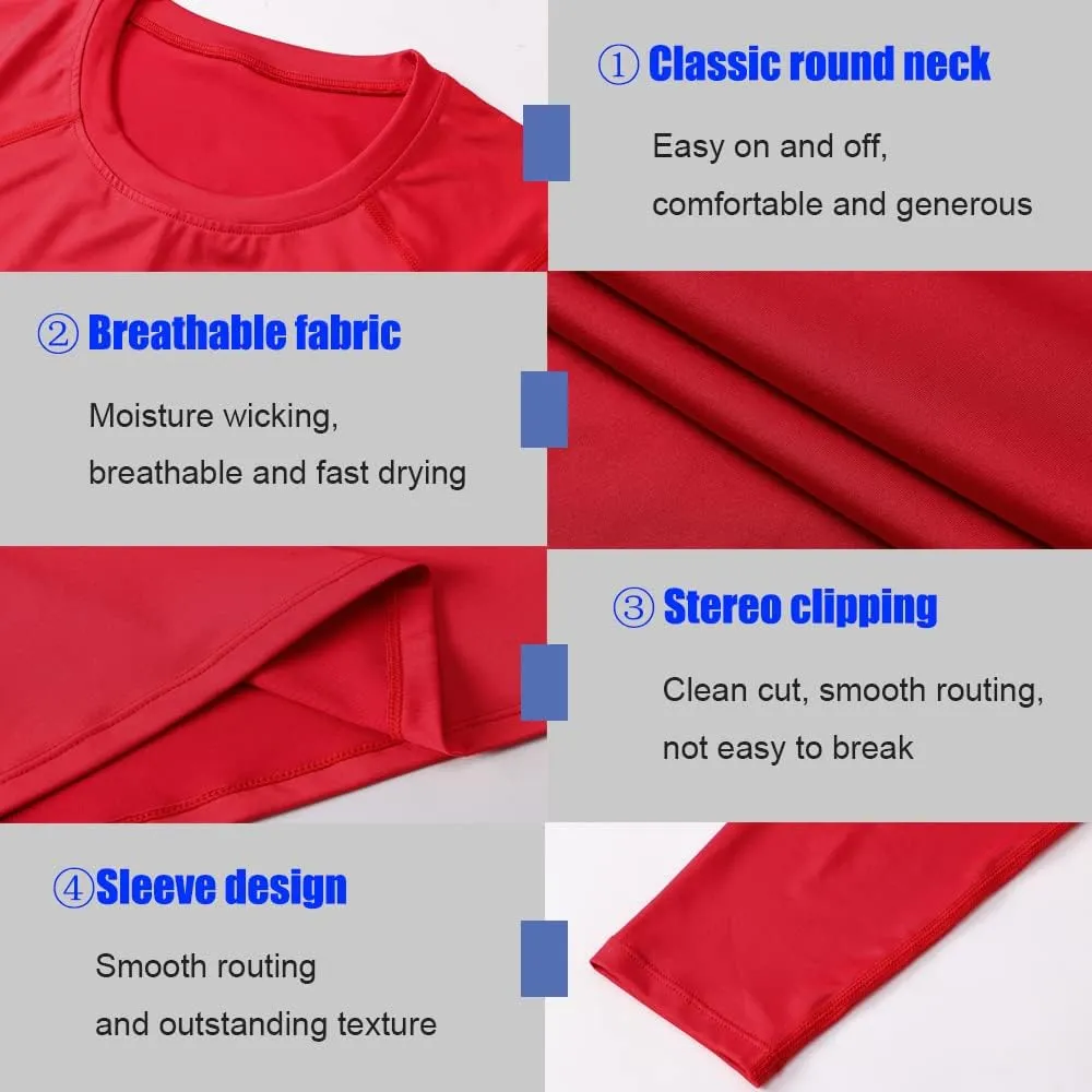 Men's Sports Compression Shirt Running Workout Long Sleeve Quick Dry Base Layer Active Athletic T-Shirt Gym Tops