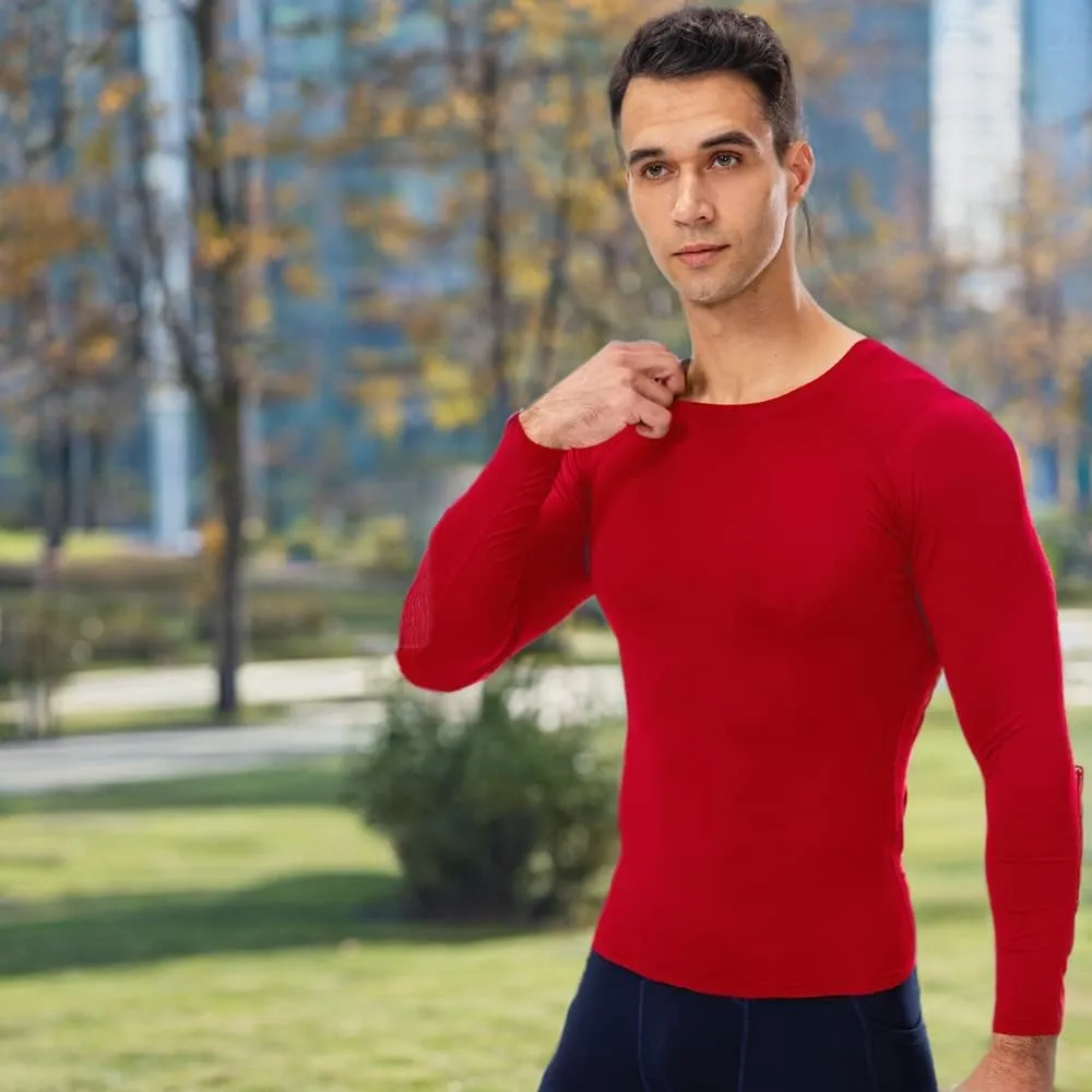 Men's Sports Compression Shirt Running Workout Long Sleeve Quick Dry Base Layer Active Athletic T-Shirt Gym Tops