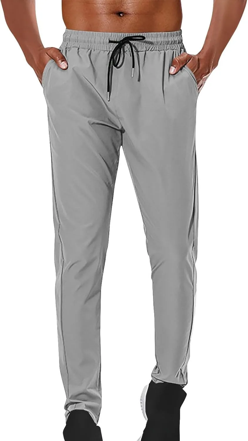 Mens Straight Sweatpants Casual Slim Fit Elastic Waist Drawstring Jogger Pants Fashion Lightweight Comfy Gym Pant