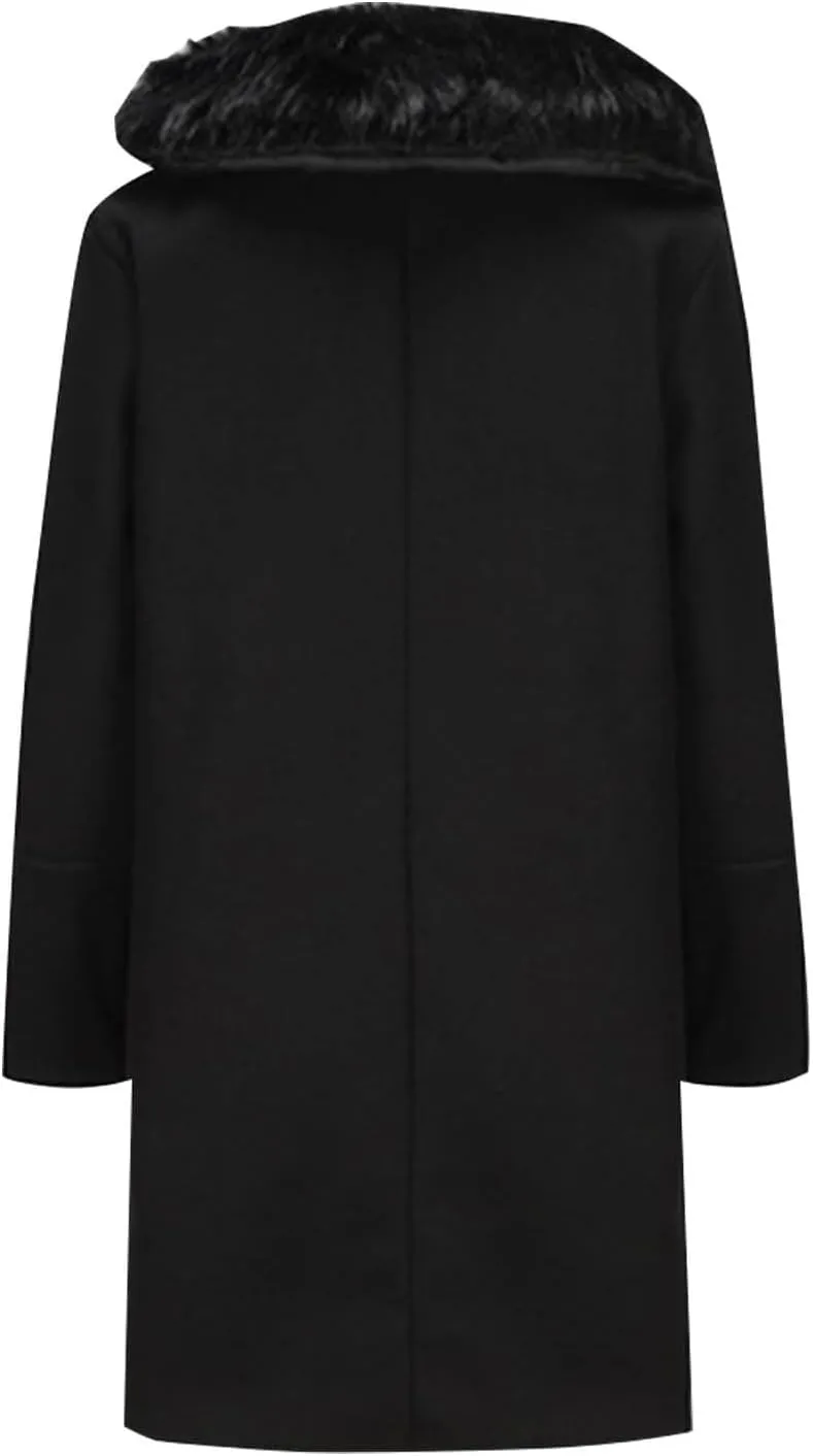 Men's Trench Coat Double Breasted Pea Coat Faux Fur Collar Long Coat Long Sleeve Lapel Overcoat Warm Winter Outwear