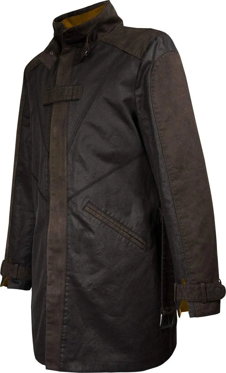 Men's WD Watch Aiden Pearce Dog Lightweight Vigilante Brown Cotton Trench Coat Costume