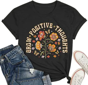 Mental Health Shirts for Women Vintage Flower Tee Shirt Boho Floral T Shirt Wildflower T-Tops Butterfly Tops