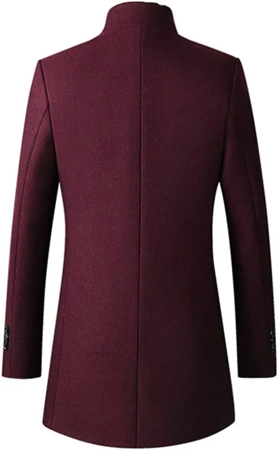 Minibee Men's Trench Woolen Coat Winter Stylish Long Slim Fit Luxury Wool Blend Topcoat Business Down Jacket