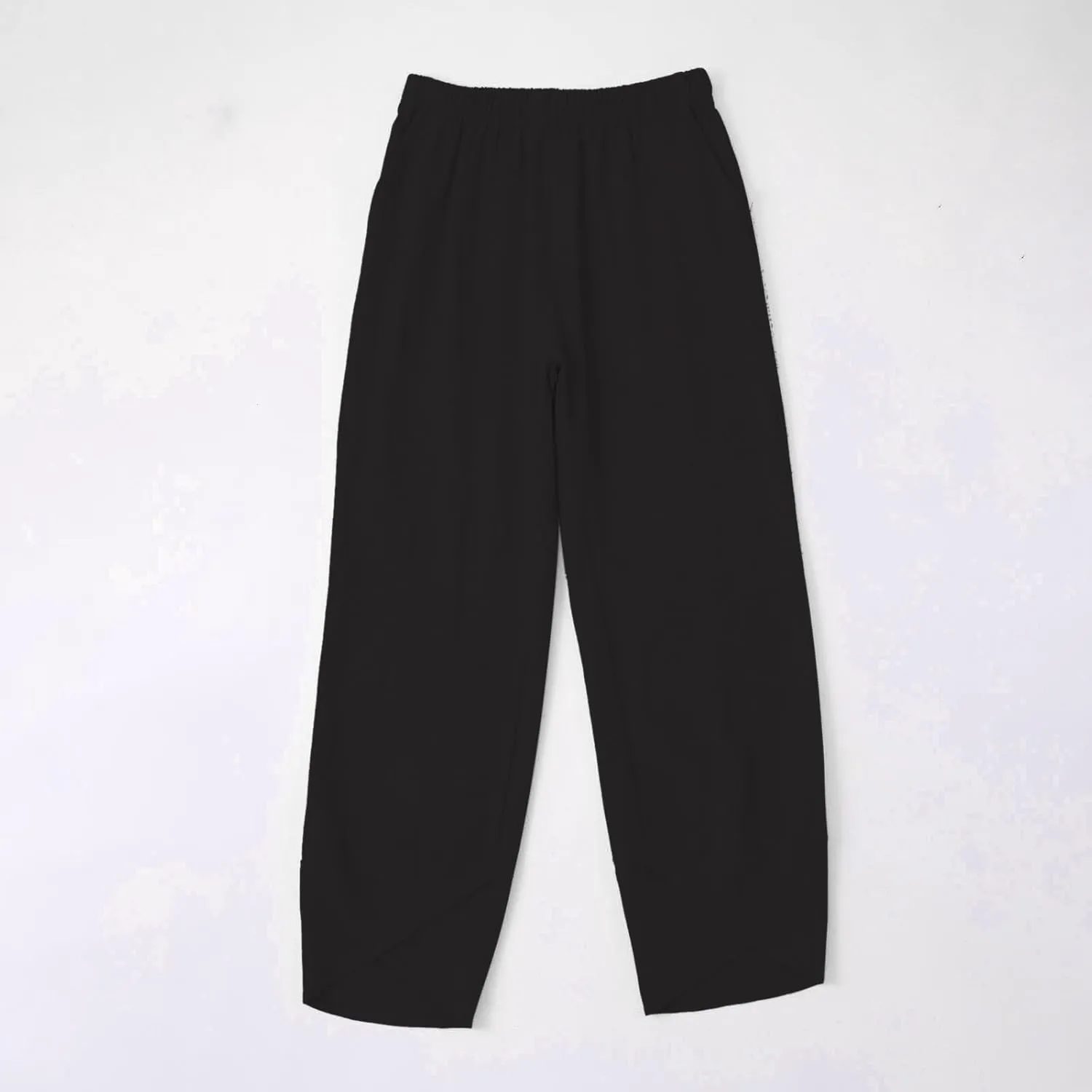 Miyaomn Linen Pants for Women Casual Summer Elastic Waist Capri Pants Solid Color Loose Wide Leg Cropped Trousers with Pocket