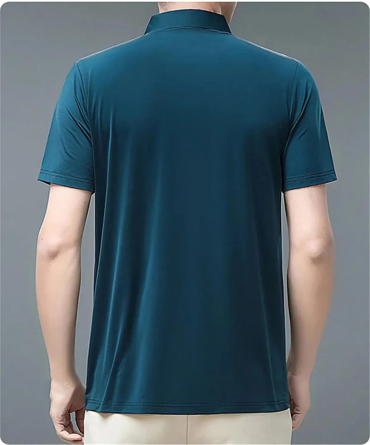 Mnjyihy Men Summer Lapel Polo Shirt Short Sleeve Solid Casual Striped Tactical Quick-Dry Golf Button Down Shirt