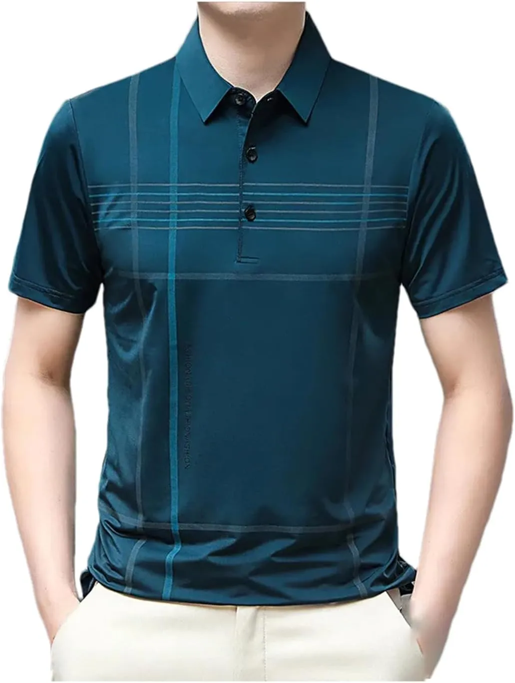 Mnjyihy Men Summer Lapel Polo Shirt Short Sleeve Solid Casual Striped Tactical Quick-Dry Golf Button Down Shirt