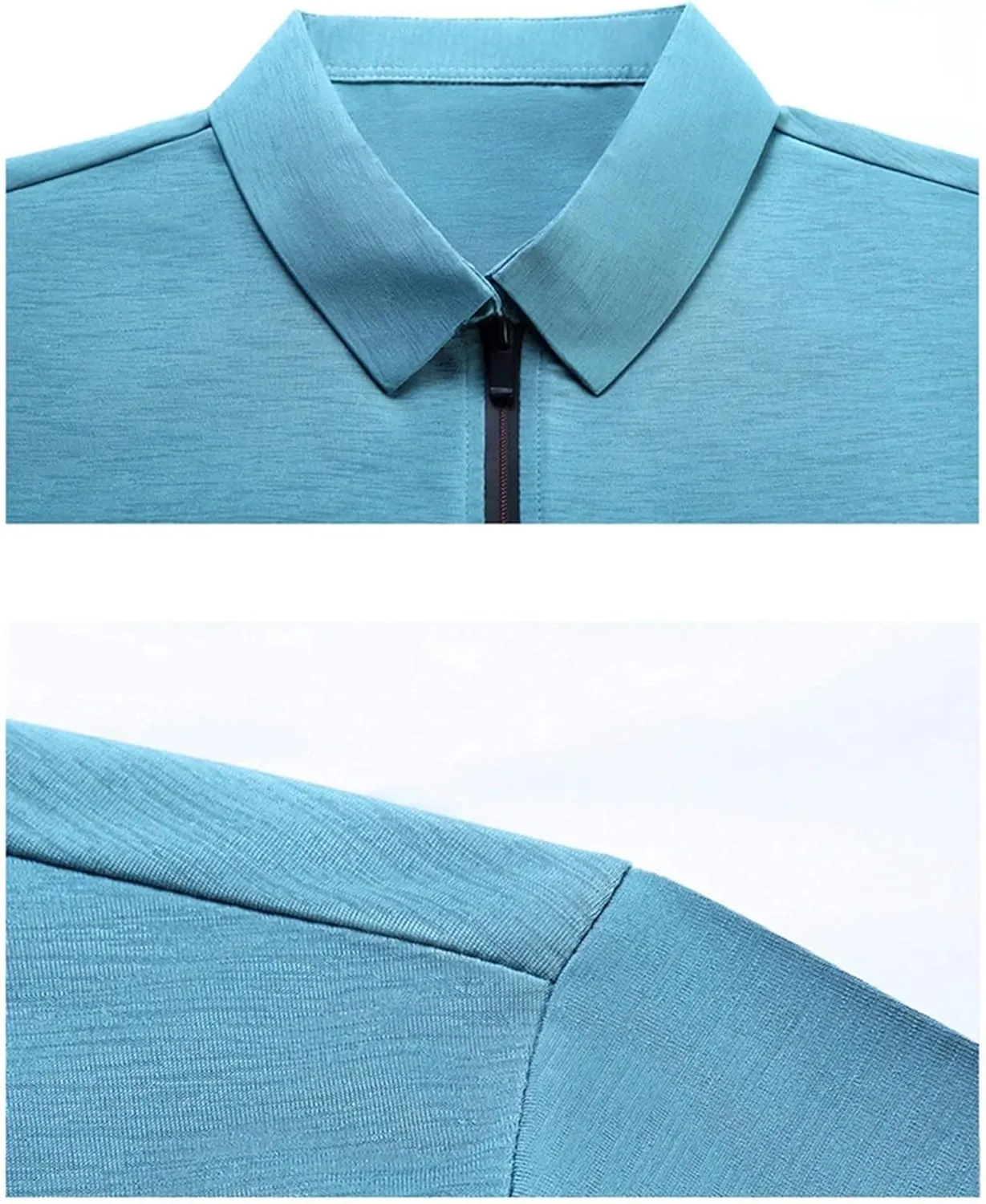 Mnjyihy Men Summer Short Sleeve Polo Shirt Solid Thin Zipper Collar Business Slim Quick-Dry Casual Golf T-Shirt