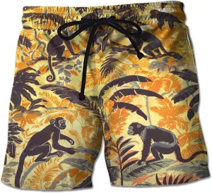 Monkey Mens Swim Trunks - Zoo Animal Swimming Trunk for Men - Beach Shorts, Mens Swim Shorts 46