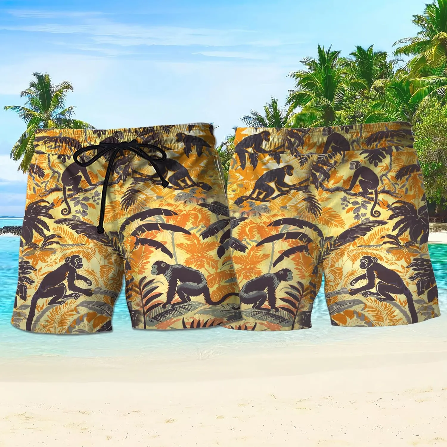 Monkey Mens Swim Trunks - Zoo Animal Swimming Trunk for Men - Beach Shorts, Mens Swim Shorts 46