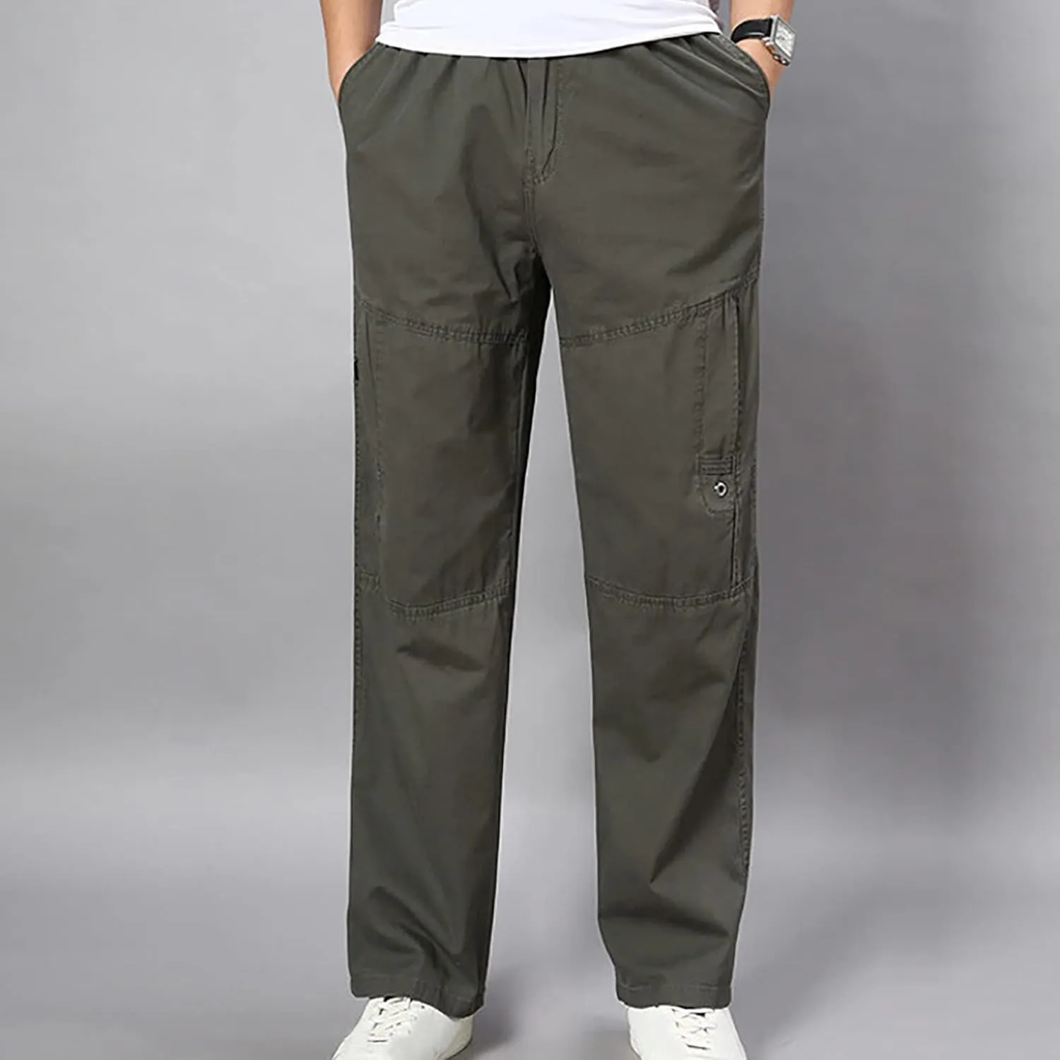 Muscularfit Baggy Cargo Pants Men 2023 Lightweight Solid Cotton Utility Tooling Trouser Causal Loose Multi Pockets Sweatpants