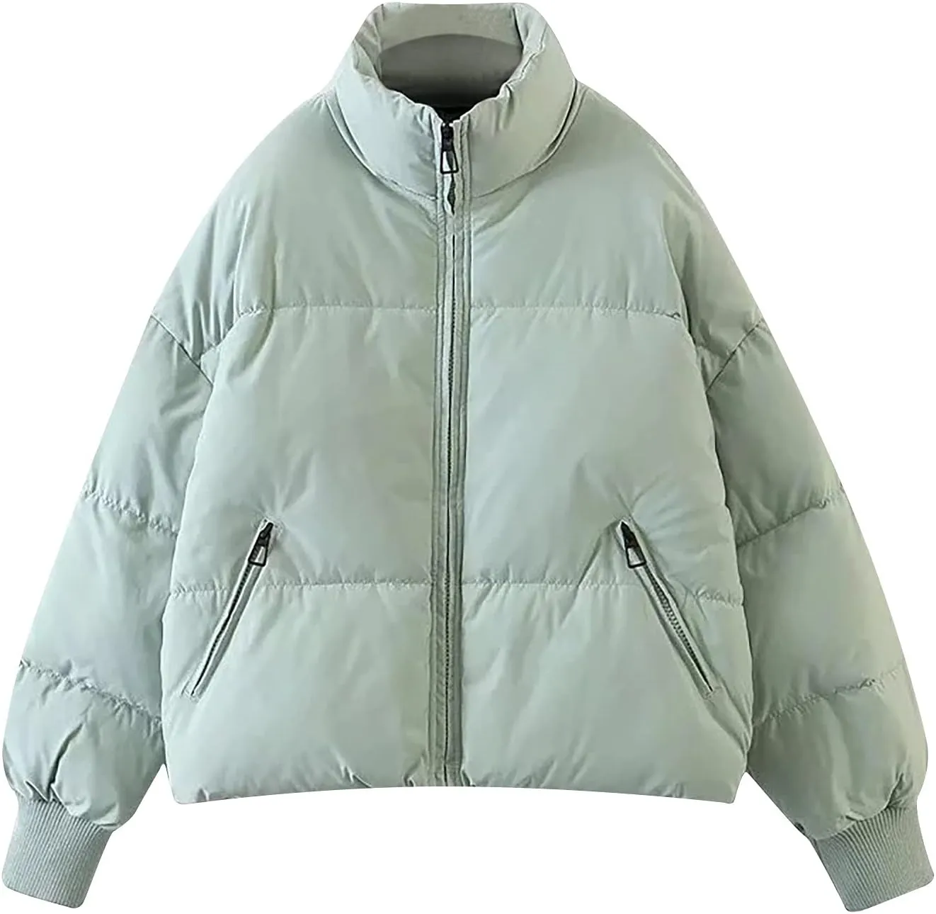 NaRHbrg Women Down Jacket, Women's Winter Warm Puffer Down Coats Stand Collar Long Sleeve Outerwear Jacket Padded Coat