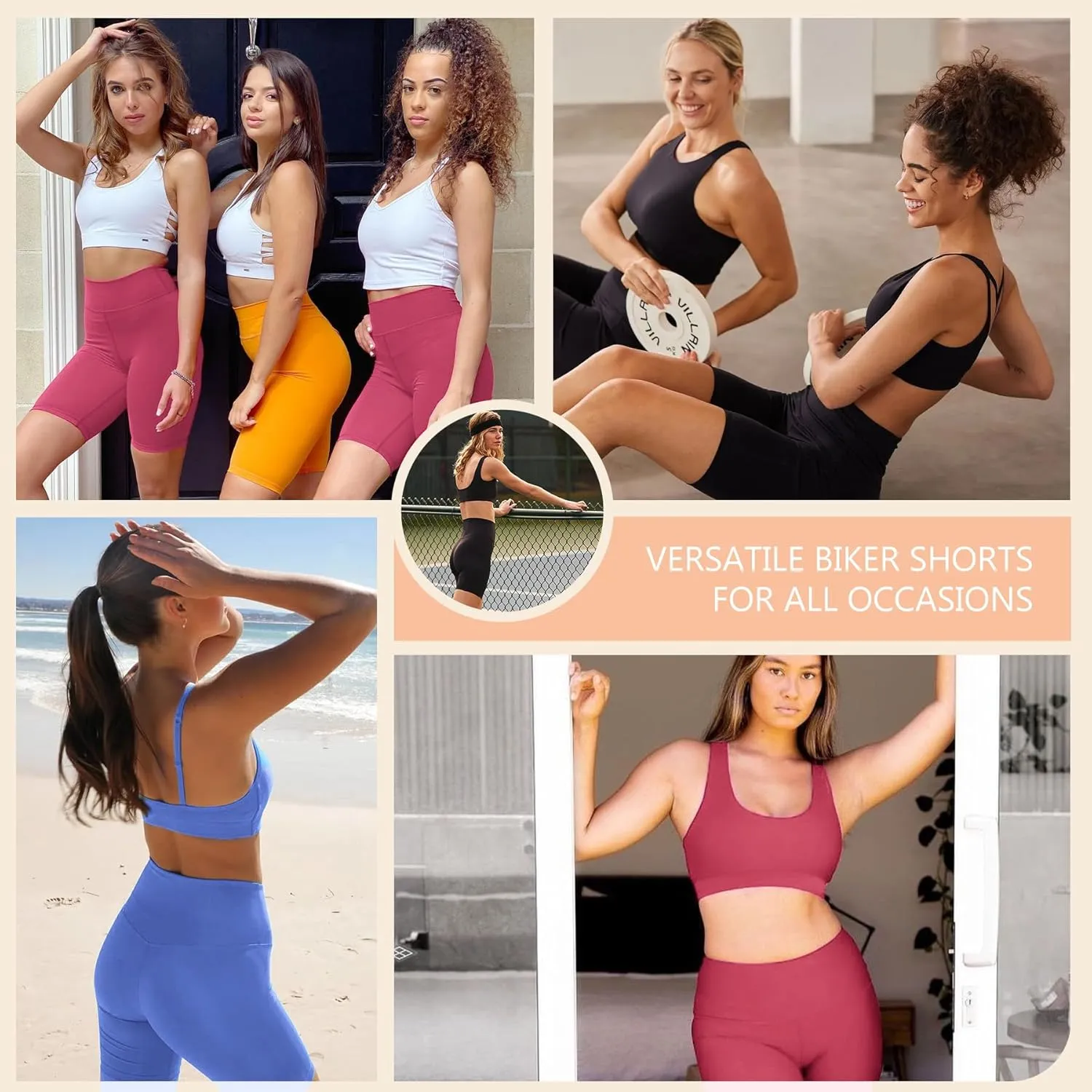Natural Feelings 3 Pack Biker Shorts for Women-8" Workout Athletic Gym Sports Yoga Shorts Pants