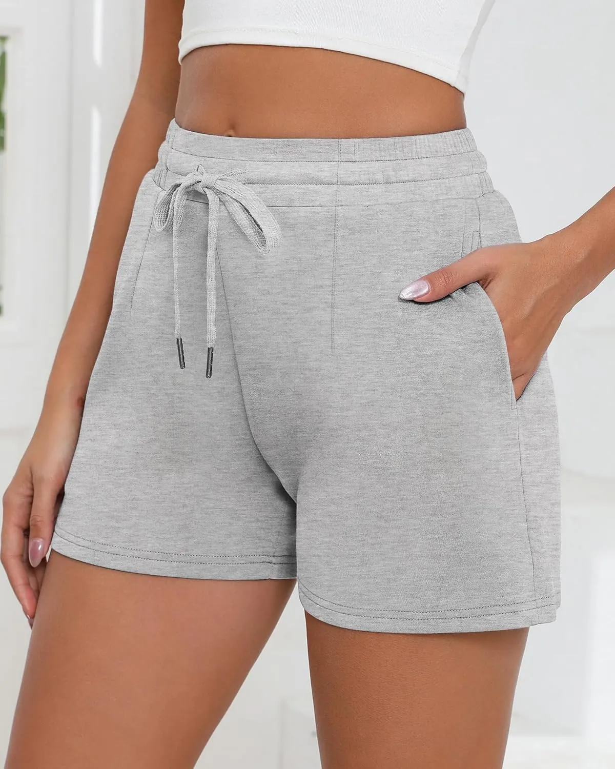 Neer 3 Pack Women's Lounge Shorts, Drawstring Workout Casual Summer Athletic Running Sweat Shorts with Pockets