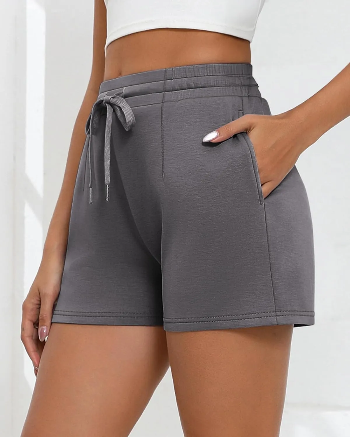 Neer 3 Pack Women's Lounge Shorts, Drawstring Workout Casual Summer Athletic Running Sweat Shorts with Pockets