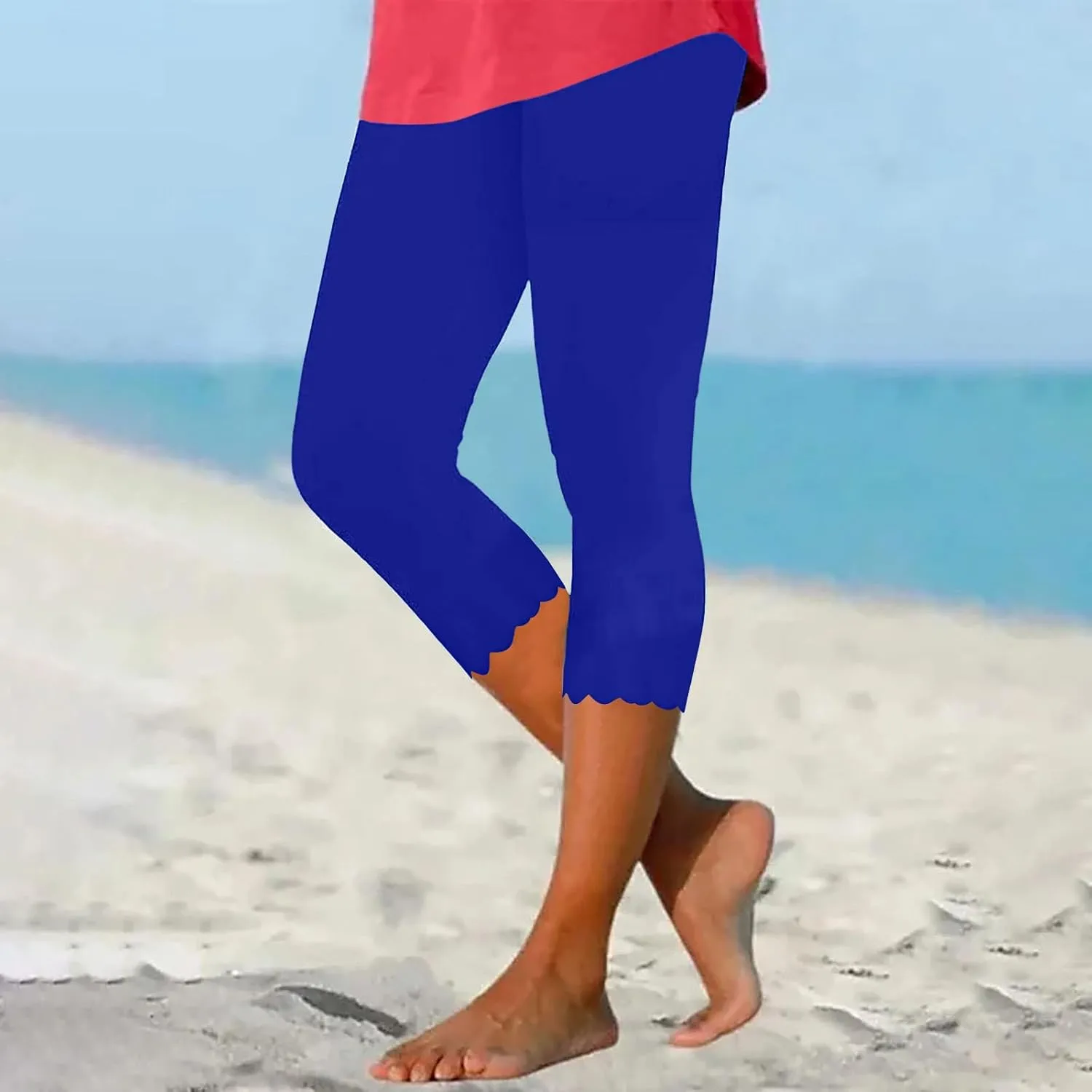 New Leggings for Women Lace Capri Leggings Slim Fit Yoga Pants Soft Lace Hem Stretch Crop Tights for Workout Running