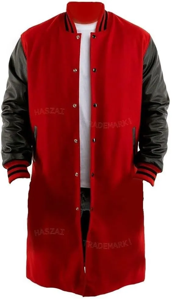 New Letterman Varsity Coats, Baseball Bomber Coats, Long Letterman Coat Jackets, Warm Wool Long Coat