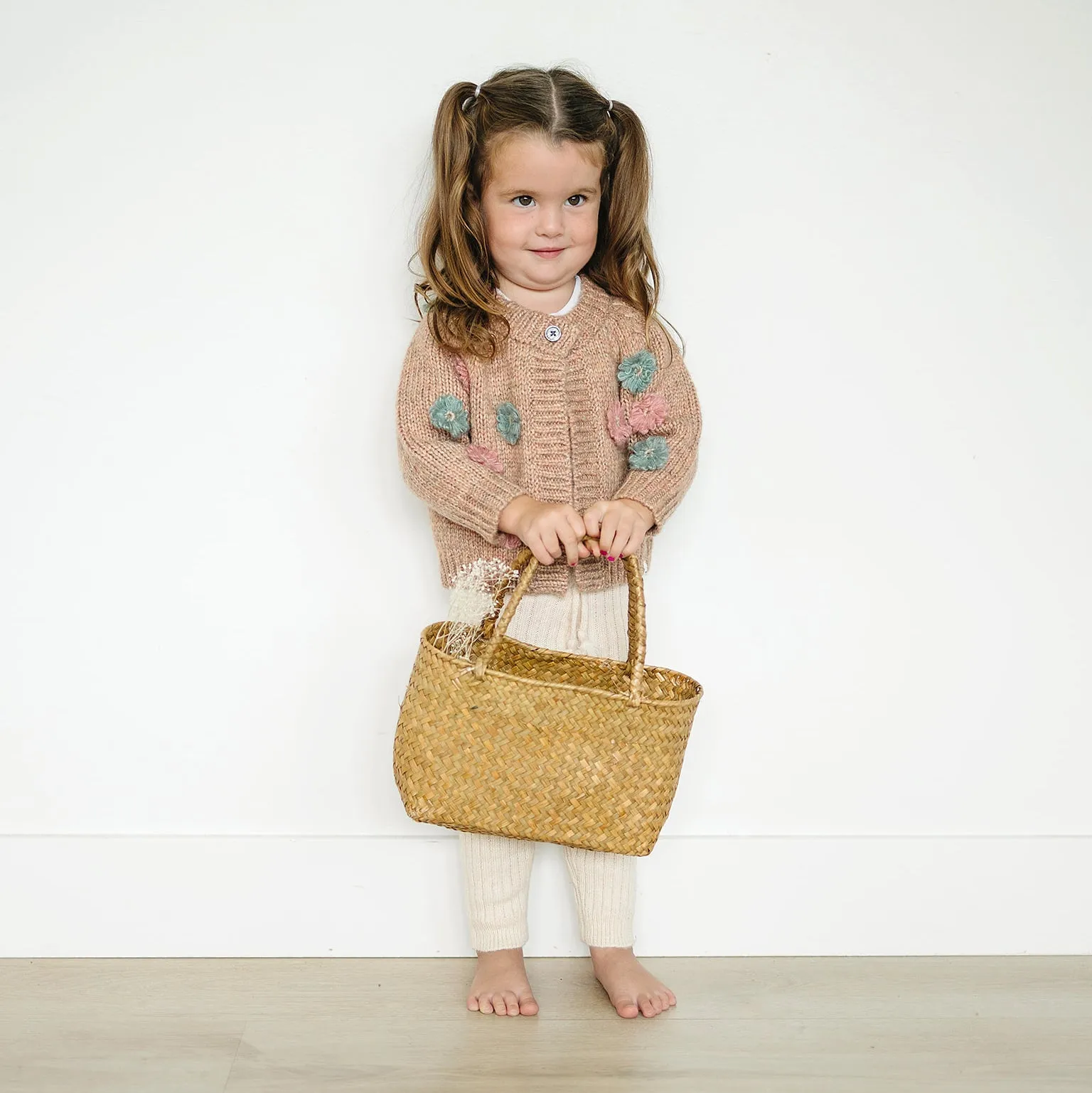 oh baby! Scandi Flower Knit Cardigan - Heather Brown