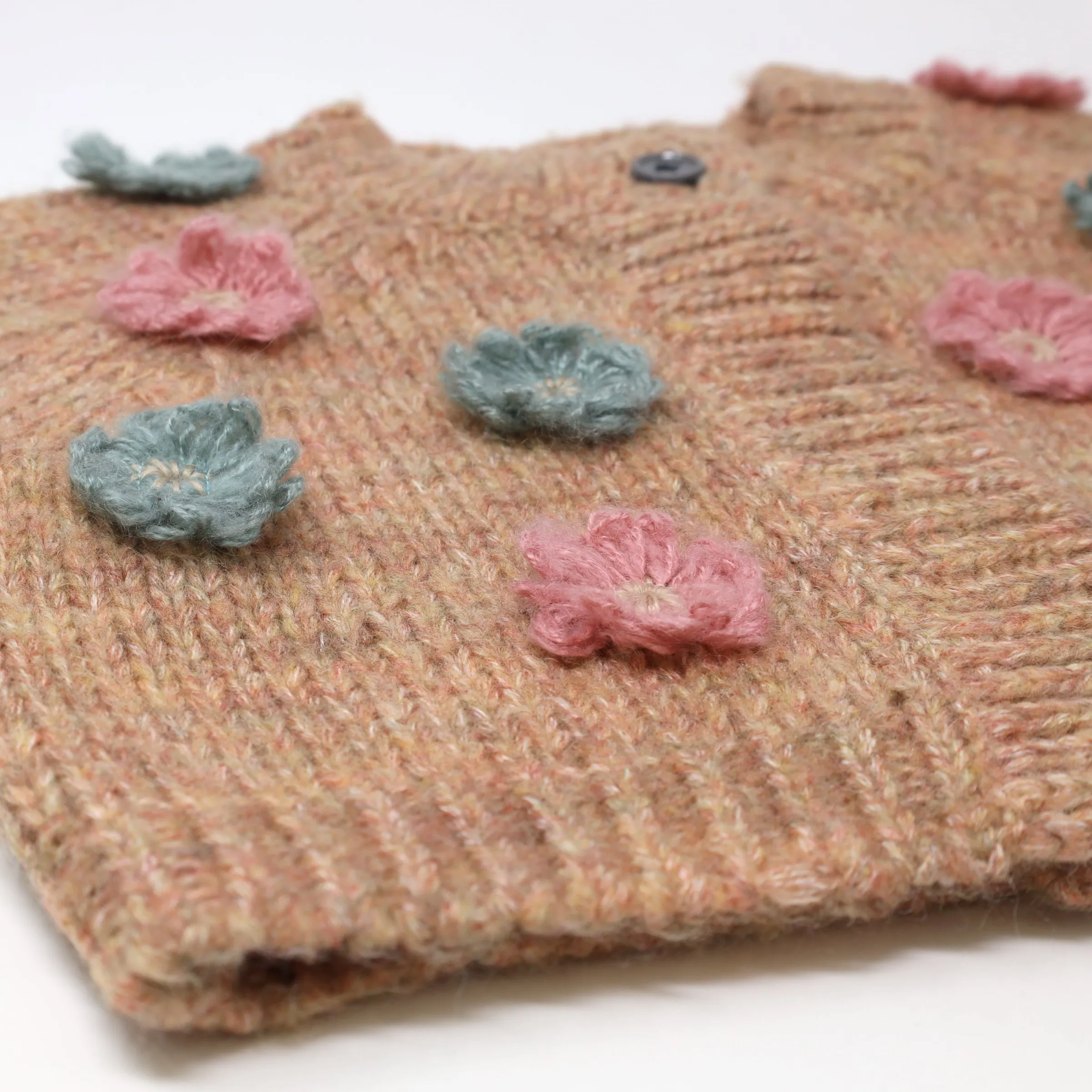 oh baby! Scandi Flower Knit Cardigan - Heather Brown