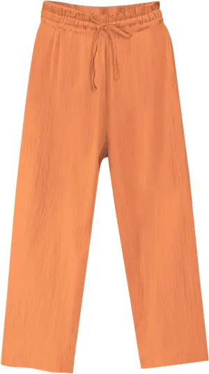 Oplxuo Women's Cotton Linen Pants Casual Straight Wide Leg Elastic Waist Drawstring Trousers Beach Summer Pants with Pockets