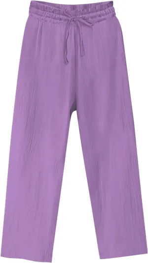 Oplxuo Women's Cotton Linen Pants Casual Straight Wide Leg Elastic Waist Drawstring Trousers Beach Summer Pants with Pockets