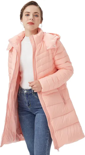 Orolay Women's Lightweight Down Jacket Puffer Warm Long Hooded Winter Coat with Pocket