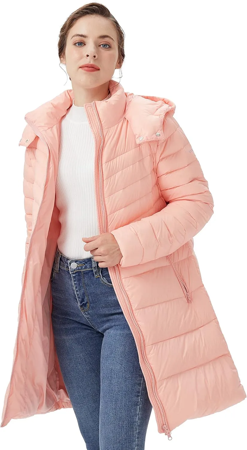 Orolay Women's Lightweight Down Jacket Puffer Warm Long Hooded Winter Coat with Pocket