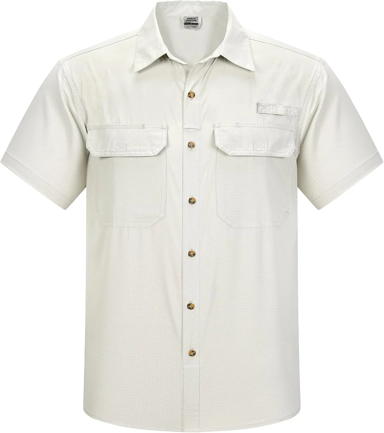 Outdoor Ventures Men's Lightweight Short Sleeve Fishing Shirt UPF 50 Button Down Quick Dry Cooling Hiking Travel Safari Shirt
